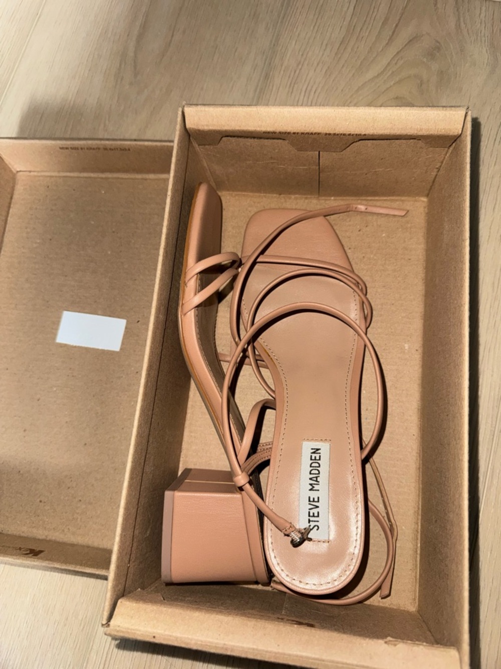 Steve Madden Nude/Tan Strappy Block Heel Sandals